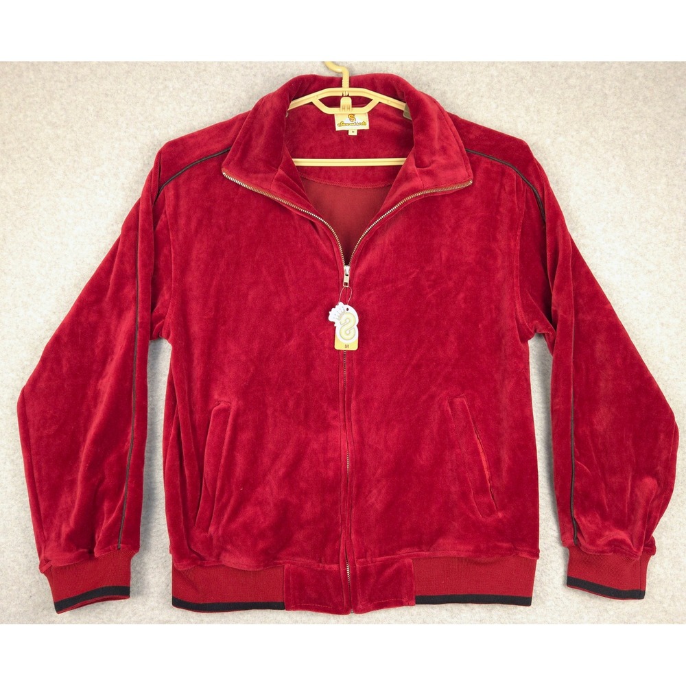 Sweatsedo Red Velour Track Jacket Full Zip Retro Men's‎ Size M